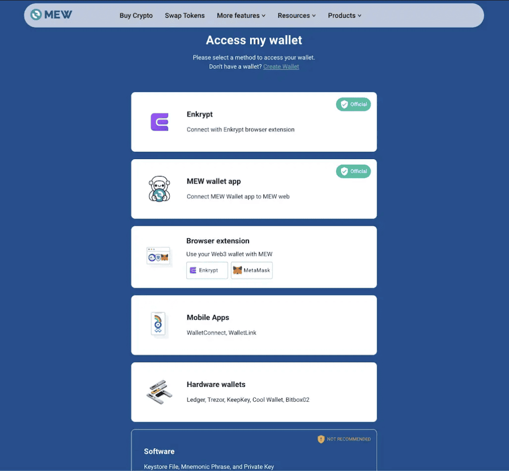 My Ether Wallet - Connect to Ledger